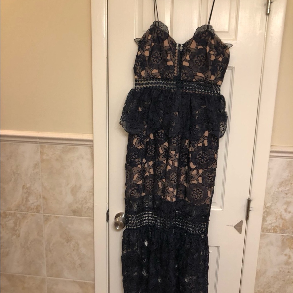 Navy Blue Lace Self-Portrait Dress - Never Used. Size: 8